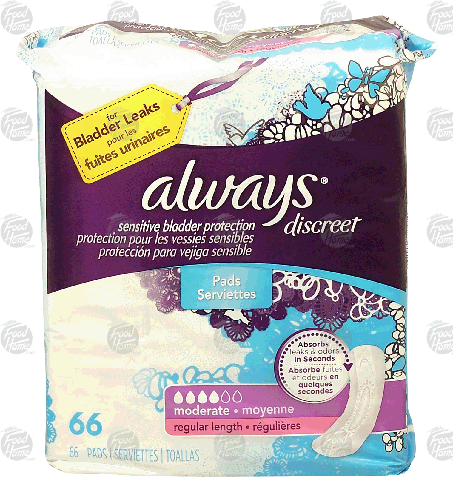 Always&nbsp;discreet&nbsp;sensitive bladder protection, pads, regular length, moderate absorbency Full-Size Picture